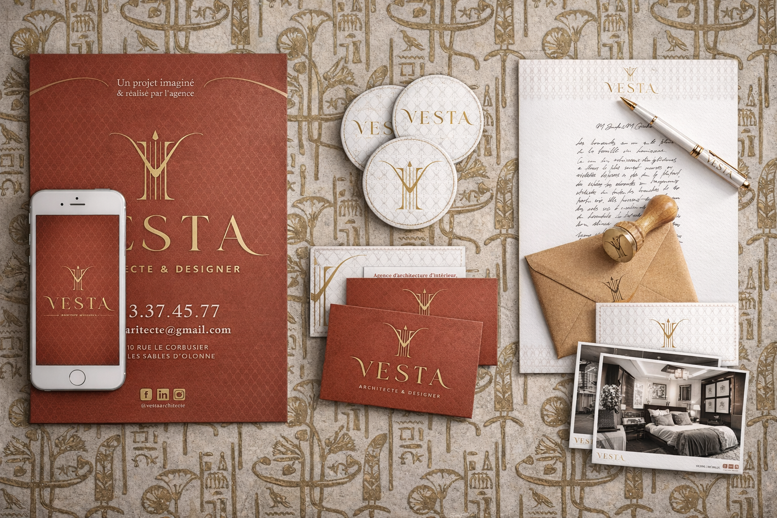 création logo et charte graphique aux Sables d'Olonne pour Vesta architecture d'intérieur